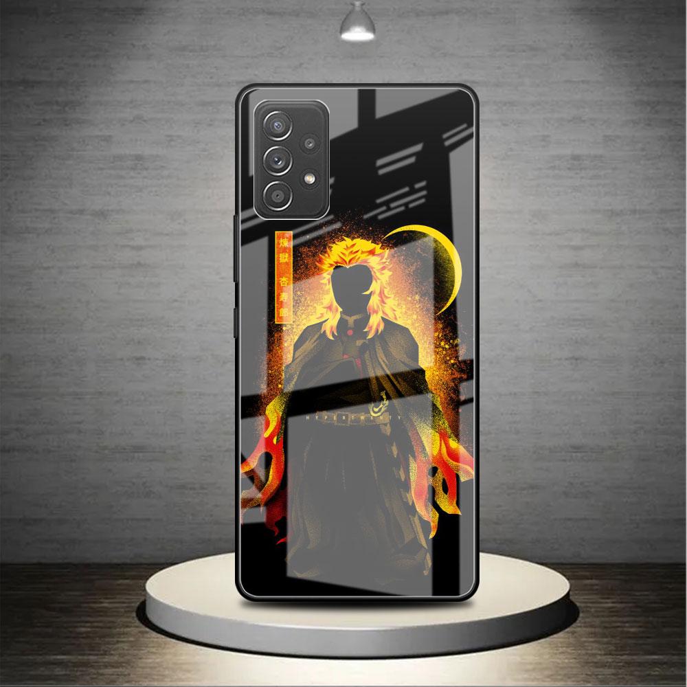 Demon Slayer Anime Cute Glass Case For Samsung Galaxy A52 A71 A50 A51 A70 A21s A31 A72 A10 A12 A30 A22 5G Phone Cover