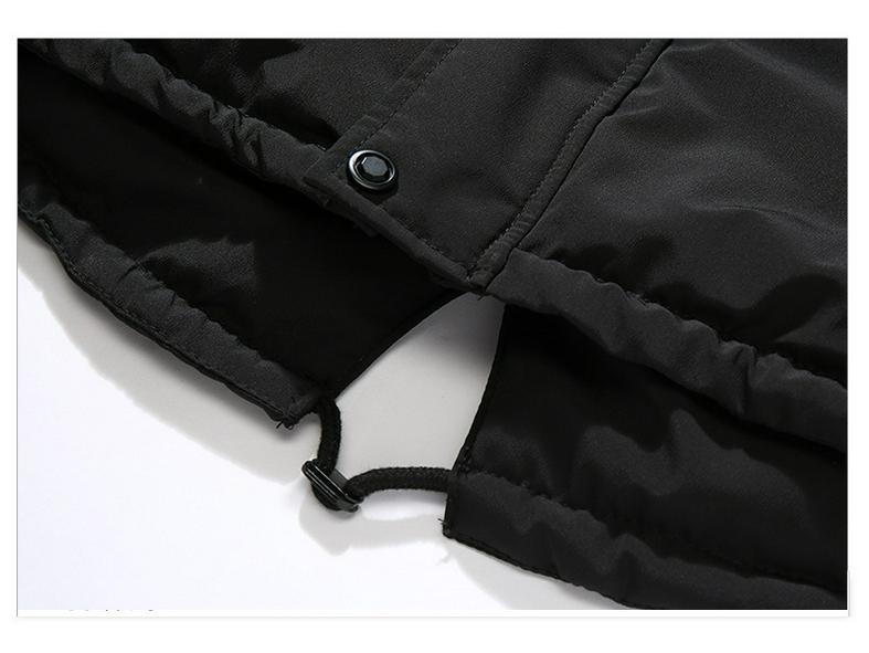 Men's Long Cotton Coat with Big Fur Collar, Thickened, 2018 Fashion.