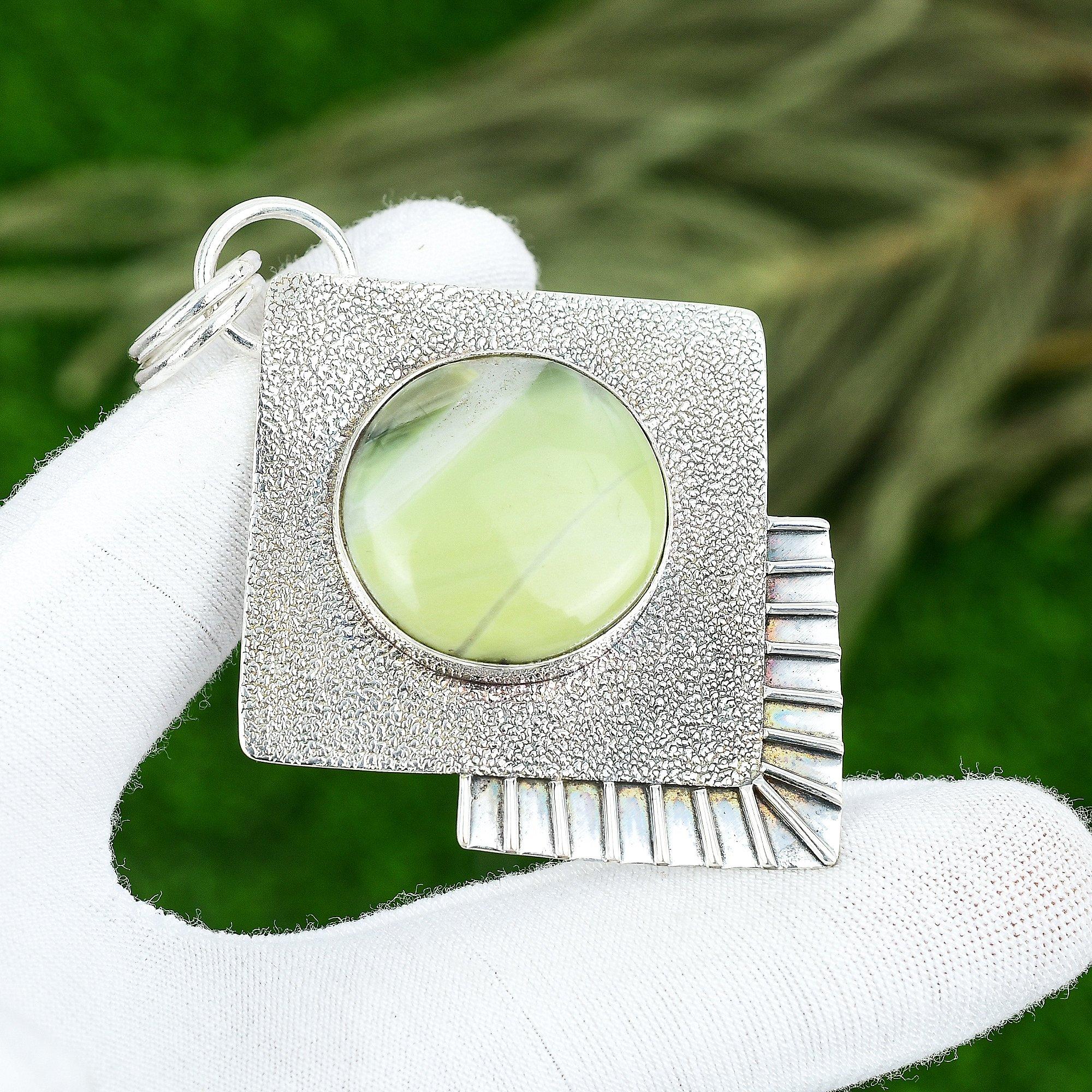 

Natural Imperial Jasper Gemstone Jewelry 925 Sterling Silver Pendant For Girls