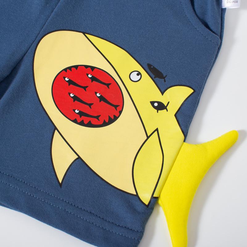 Korean Style Cartoon Shark Summer Shorts for Boys - Children's Clothing