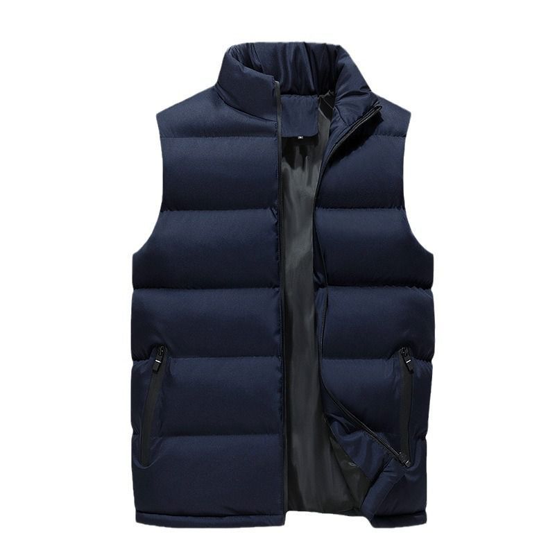 Autumn and Winter New Men's Casual Vest Stand-up Collar Solid Color Cotton Vest Men's Vest Jacket