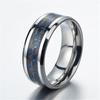 1pcs Men Black Titanium Wedding Band Ring With Black And Blue Carbon Fiber Inlay