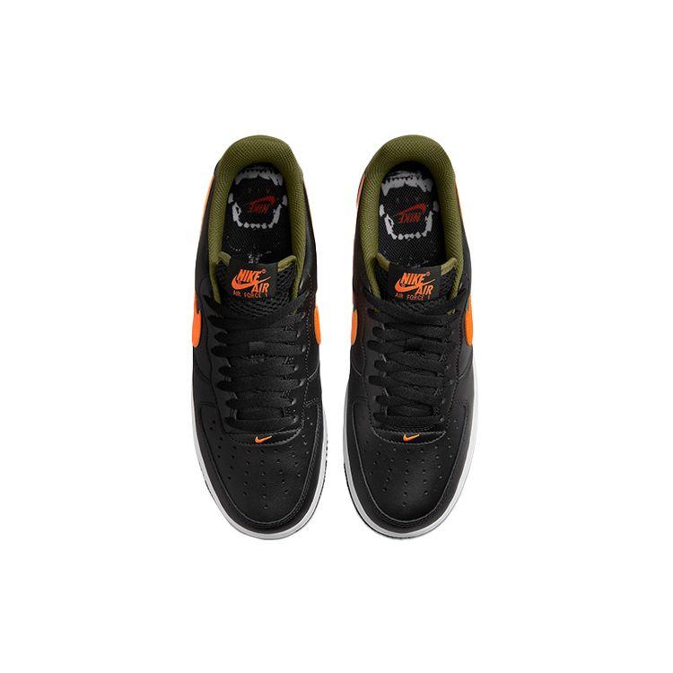 Nike Air Force 1 07 LV8 Hoops — мужские кроссовки черные Total Orange Rough Green White — фото 4