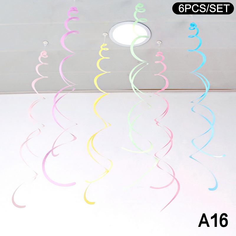 6Pcs Spiral Pendant Dangling Swirls Metallic Ceiling Hanging Streamers Ornament Christmas Wedding Birthday Balloons Decorations