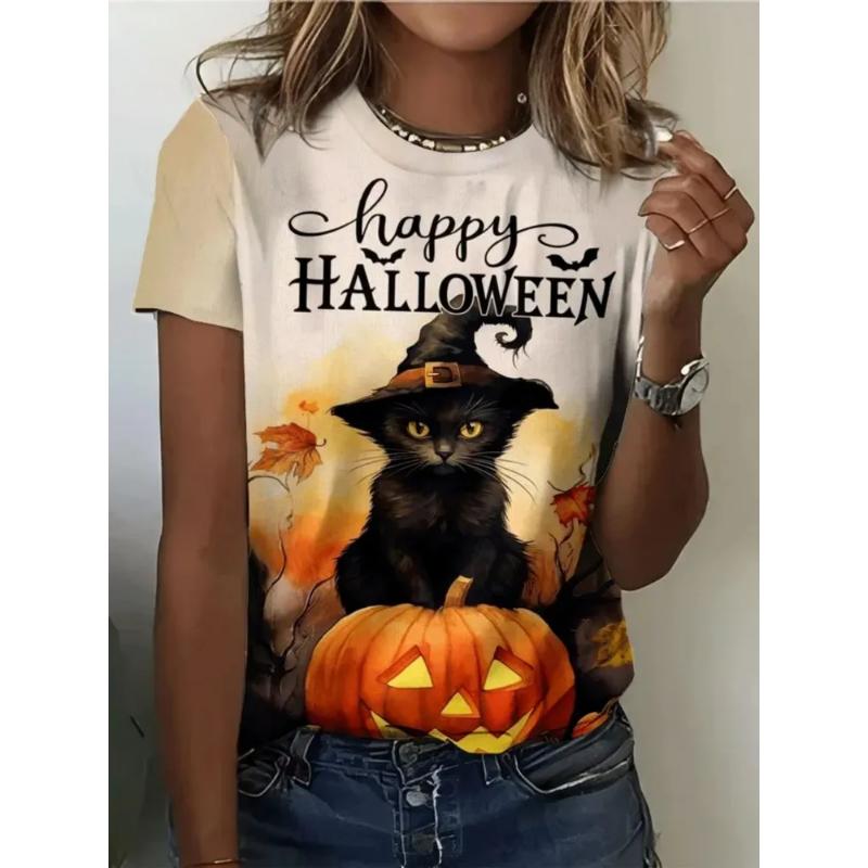 Fashion Women's Clothing Crew Neck Short Sleeve 3D Christmas Color Printing Christmas Short Sleeve Crew Neck T-Shirt