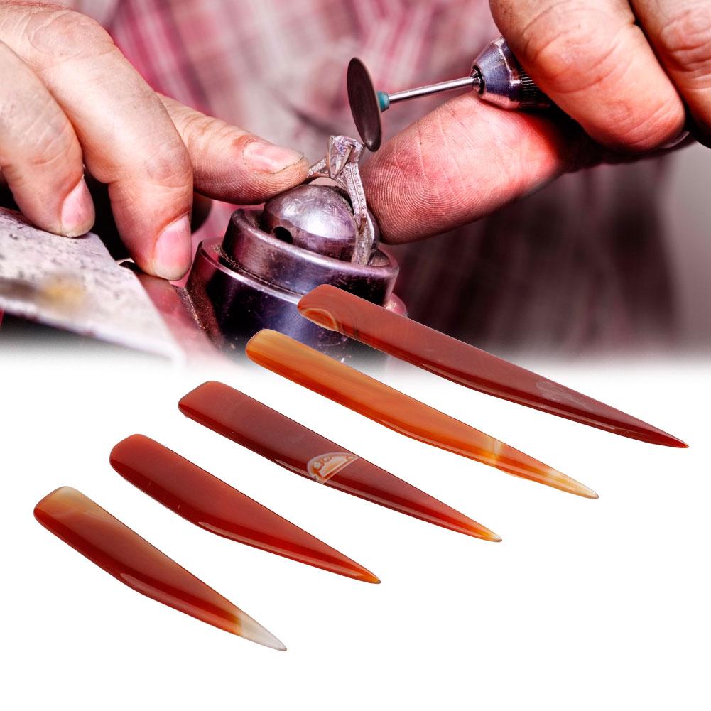 5pcs Agate Knife Burnisher Hand Craft Jewelry Making Tool for Gold Silver Polishing (Red)