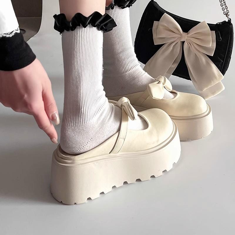 

Yierkang bow bag head slippers women s outer wear spring and summer new thick-soled versatile height-increasing small single shoes 35