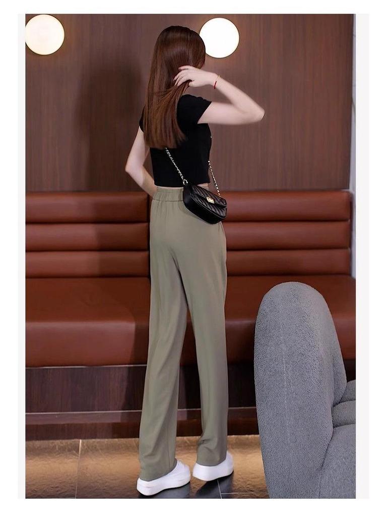 2026 Women's Summer Slimming Ice Silk Straight-Leg Pants: Cool, Loose, and Lightweight