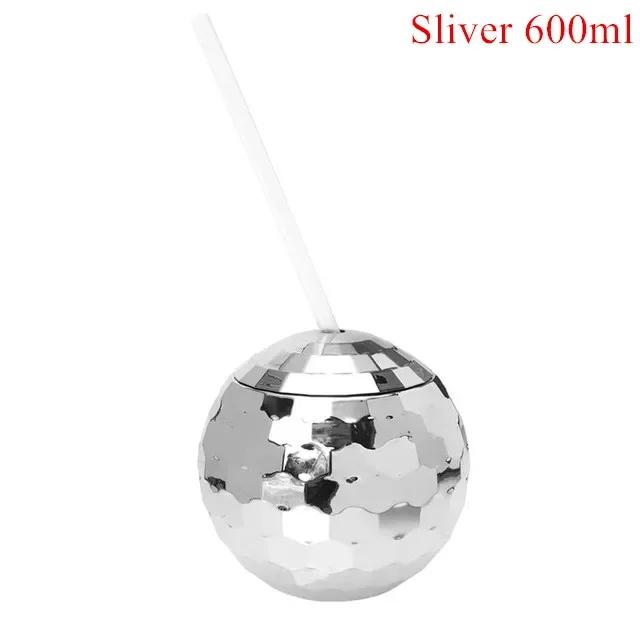 

600ml Disco Ball Tumbler with Lid And Straw Glitter Flash Cocktail Cup for Party Nightclub Bar Creative Drinking Glass
