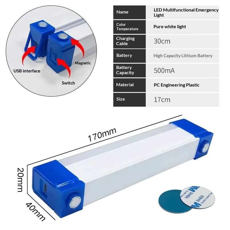 LED Rechargeable Tube Camping Light Magnetic Suspension Portable Light Bulb for Emergency,Night Market,Outdoor Lighting