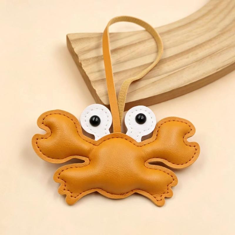 Creative Crab Keychain Scratch Resistant PU Leather Key Ring Hawaii Trip Souvenir Perfect Gift for Collectors