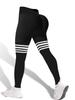 Women's Seamless High-Waisted Striped Peach Lift Yoga Leggings