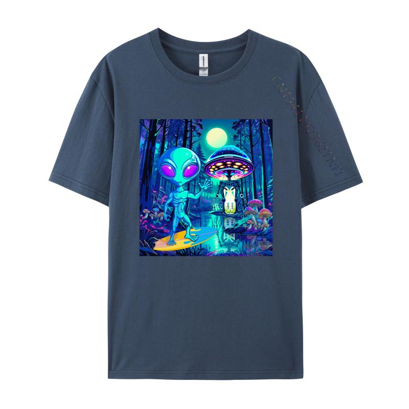 Grey Alien Waving Tshirt Wonderful Forest Anime T Shirts For Men Europe Tops Tees New Coming Street Cotton
