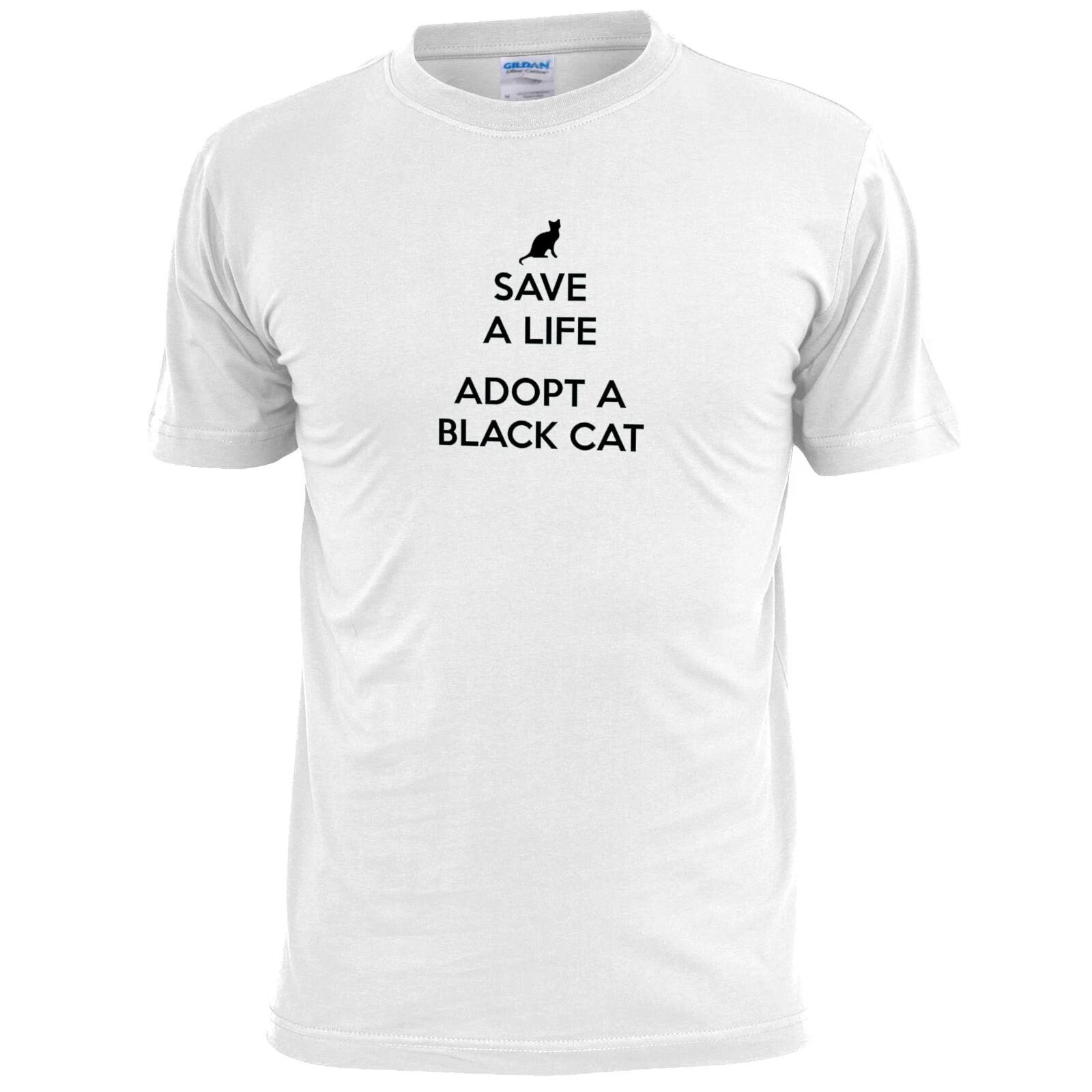 Mens Save A Life Adopt A Black Cat T shirt Pussy Pet 4XL