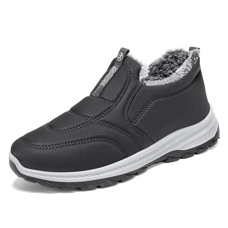 Men's Cotton Shoes, Winter Warm Cotton Boots, Men's and Women's Same Style, Piled and Thickened Middle-aged and Elderly Walking Boots, Non-slip Sno