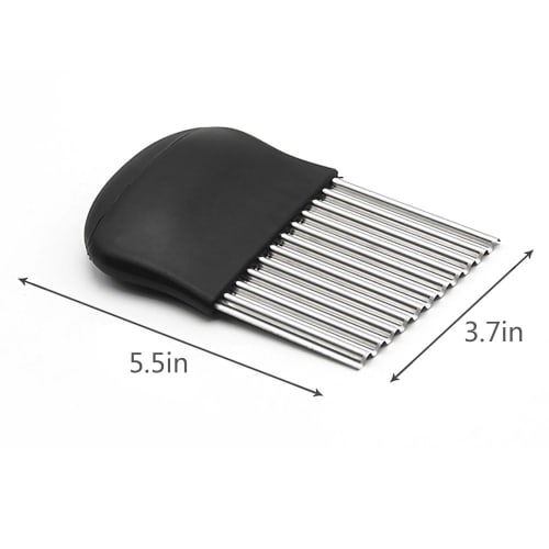 Corrugated Potato Cutter, Stainless Steel Knife, Vegetable Knife, Crinkle Cutter, Corrugated Cutter, Wave Knife (Black)