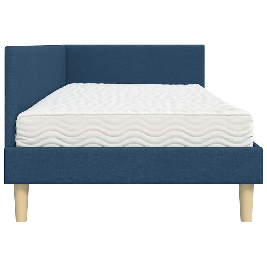 Corner Bed Frame with Mattress Other 2 pcs Blue Fabric