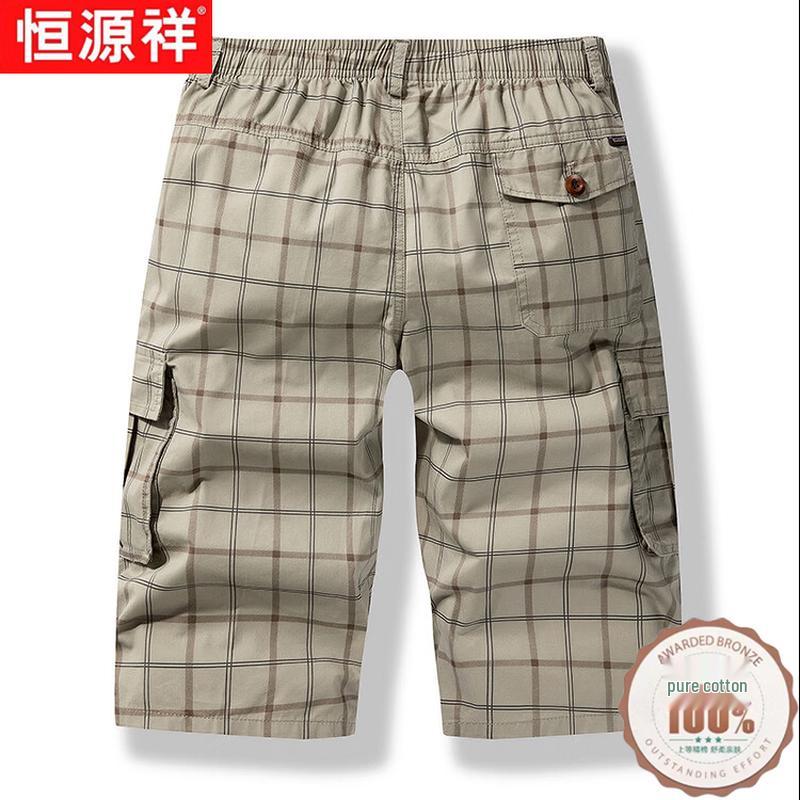 Hengyuanxiang Men s Summer Multi-Pocket Cotton Capri Cargo Shorts 3XL
