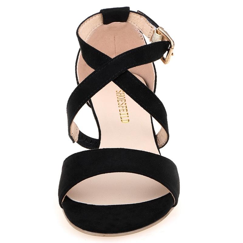 Sandali con zeppa piatta con cinturino alla caviglia e punta in velluto da donna da 30 mm, casual, con tacco, per feste