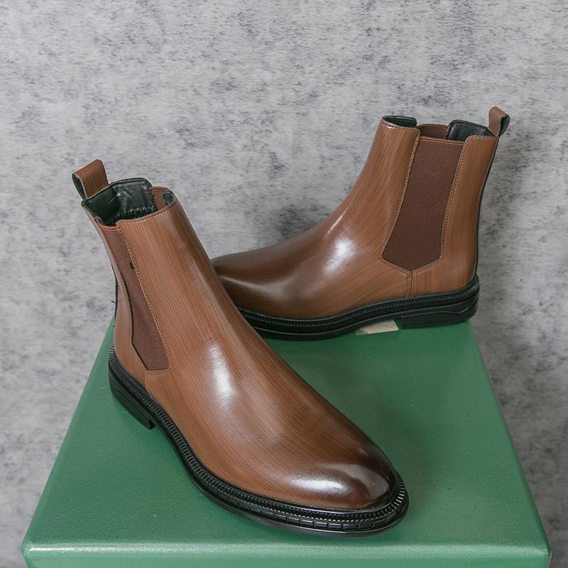 Autumn Winter Warm New Designer Leather Boots for Men Solid Color Fashion Casual Chelsea Boots Male Big Size Platform Shoes Man