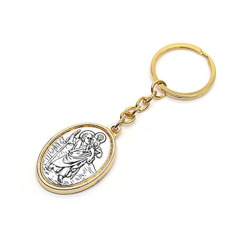Ancient Oval Virgin Holy Father Saint Benedict Exorcism Ancient Silver Pendant Catholic Relic Keychain Religious Ornaments Church Gifts