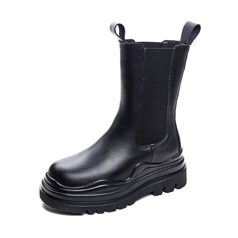 

Fashion Women Chelsea Boots Genuine Leather Fall/Winter 2025 New Cigarette Boots Women British Style Platform Large Size Women Booties 35