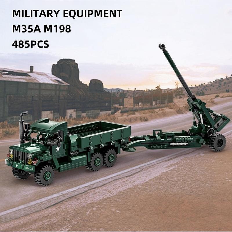 Non-Toxic 485Pcs Military Classic Building Blocks Model M35A2 M198 Truck Small Particle Children Educational Toys 4510