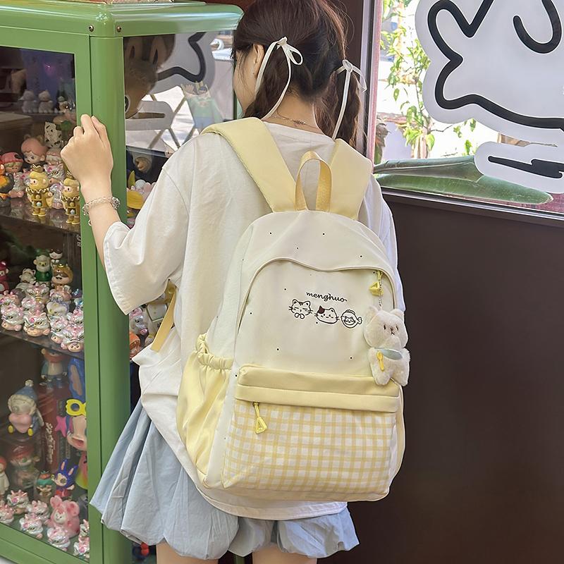 Student Bag Female Junior High School Student Campus Contrast Backpack Lightweight Commuter Backpack