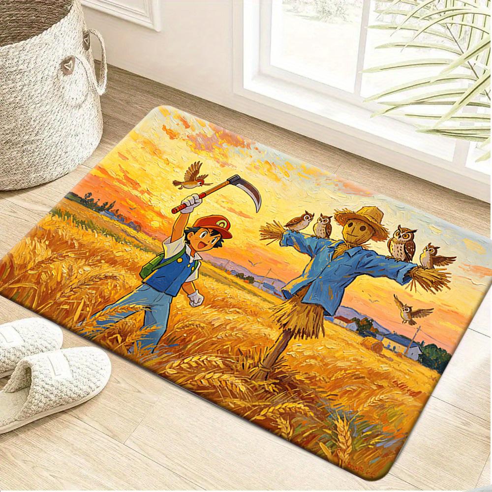 Cyber Night City Pokemon Print Doormat Non-Slip Water Absorbent Floor Mat for Home Decor