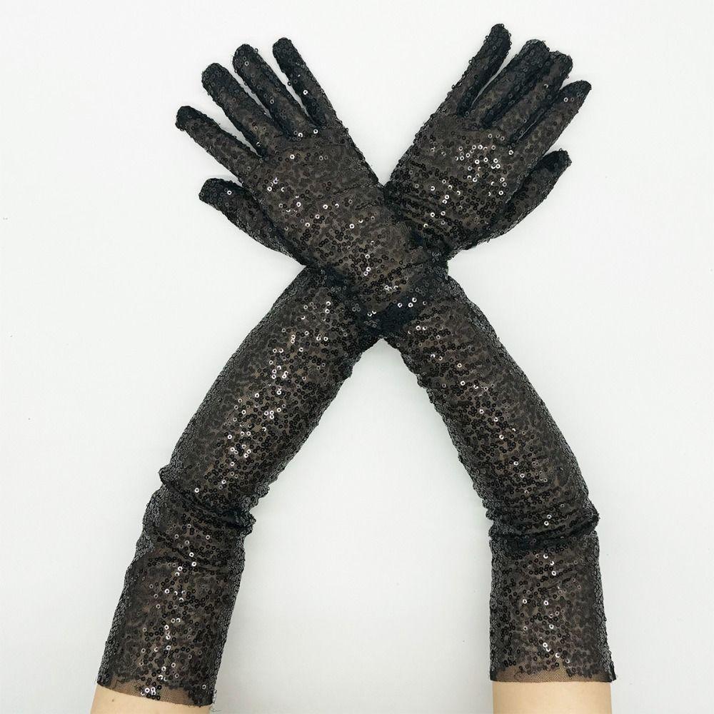Sweet Glittering Gloves Elastic Masquerades Party Mittens Long Sequined Gloves  Dress Accessories