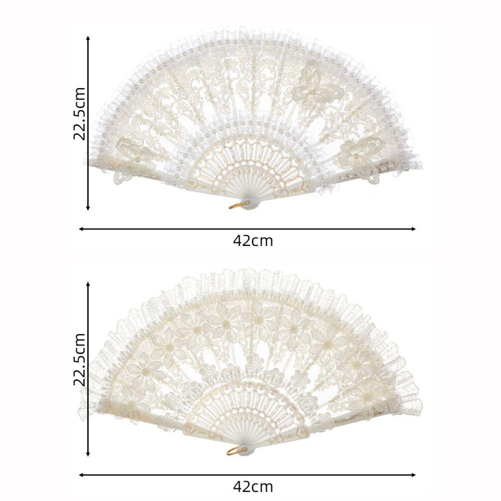 Elegant Lace Fan White Wedding Hand Fan Retro Handheld Fan for Women