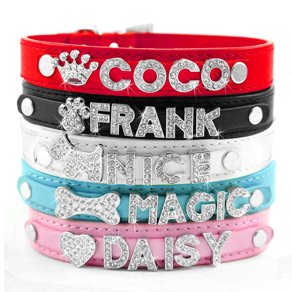 Personlig Små Hunder Chihuahua Halsbånd Bling Rhinestone Hundehalsbånd Gratis Egendefinert Kjæledyr Hunder Katter Navneanheng Kjæledyrtilbehør