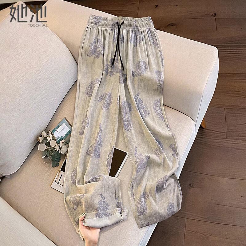 Tachi Women s Paisley Print Drawstring Casual Pants M