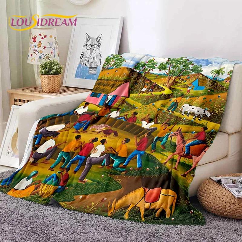 Cartoon Africa Ethiopian Custom Painting Art Soft Flannel Blanket for Bed Bedroom Sofa Picnic,Throw Blanket for Outdoors Leisure