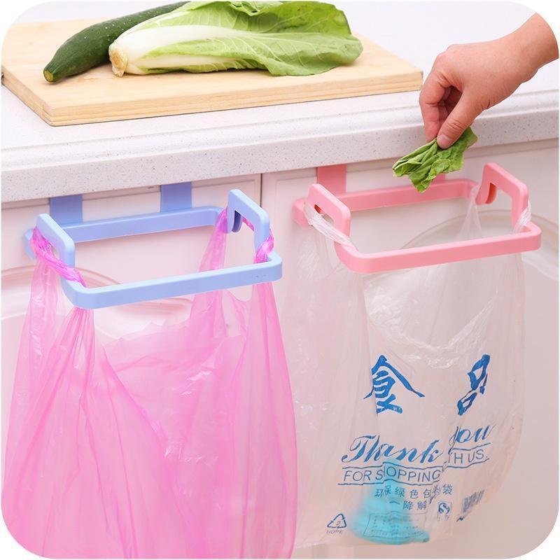 Plastic Trash Rack Storage with Dual Compartments for Easy Waste Separation, Hangs On Cupboard Door, Available In Multiple Colors