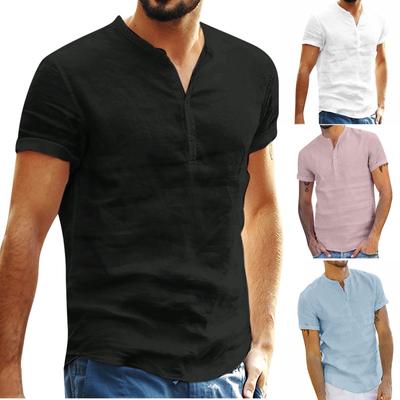 Mode Persönlichkeit Herren Baumwolle Leinen Freizeit Kurzarm Hemd Top Bluse