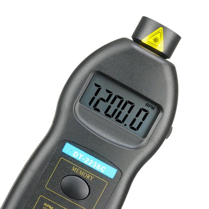 AD23-1 PCS DT2236C Speed Detector Meter Laser Tachometer As Shown LED Digital Optical Contact Tachometer Detector Meter