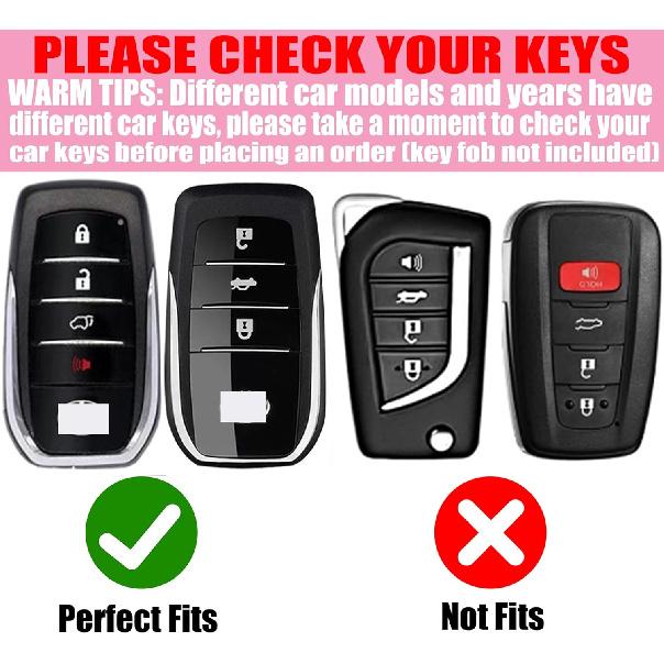 Key Fob Cover With Diamond Keychain Fit For Toyota Car Key Holder Compatible With Camry 2025, Venza -2024, RAV4 Prime, Land Cruiser, Fortuner, Grand