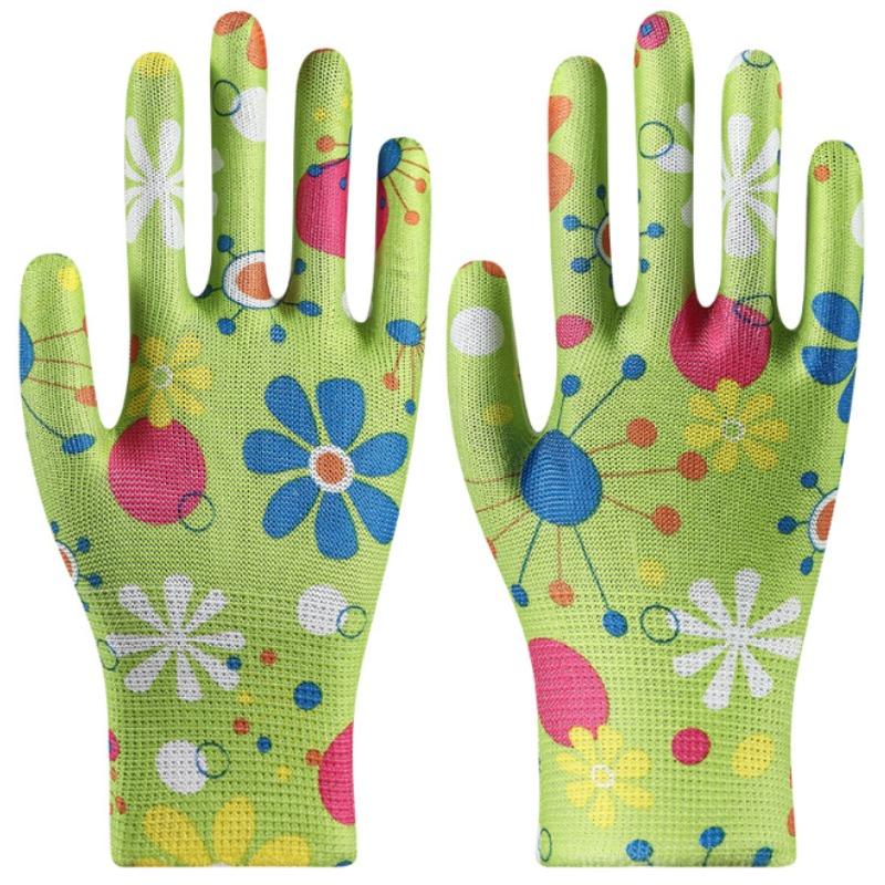 

1/6/12 Pairs Colorful Floral Gardening Gloves Thin and Breathable Gloves 1 Pair рожевий/зелений