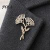 Elegant Leaf Jewelry Rhinestone Ginkgo Brooch, Sparkling Lapel Pin for Men Women, Electroplated Decorative Badge Clothes Bag Hat Scarf Suits Accessory