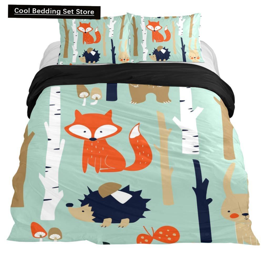 Cartoon Hedgehog King Queen Duvet Cover Rainbow Iridescent Bedding Set For Kids Girls Boys Starry Sky Animal 2/3Pcs Quilt Cover