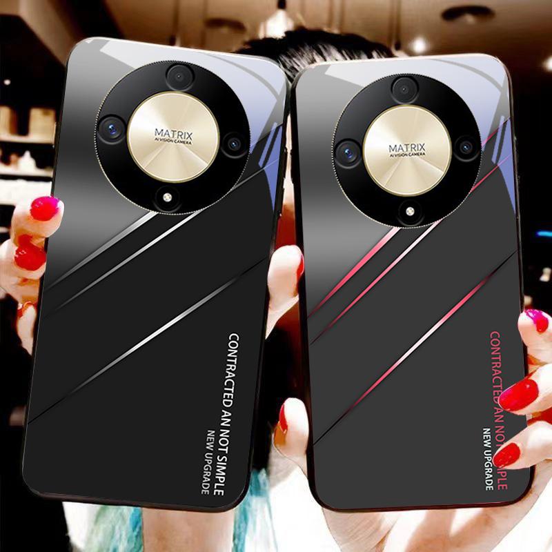 Gradient Crack Red For Honor Magic 6 50 70 90 Lite X7b 200 Pro Nova 10 Nova 5T X6 P30 Pura 70 Ultra Tempered Glass Phone Case