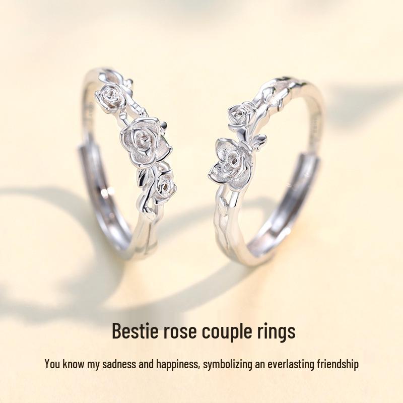 Adjustable 999 Sterling Silver Heart Rings for Best Friends or Sisters Women s Model