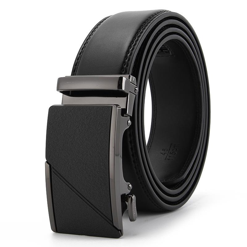 Frosted Automatic Buckle Edge Two-Layer Cowhide Belt, Business And Leisure Men'S Trendy Belt