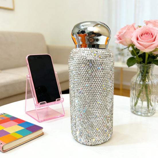 Rhinestone Thermal Cup Stainless Steel Mini Insulated Bottle Portable Bling Travel Mug Luxury Gift for Women