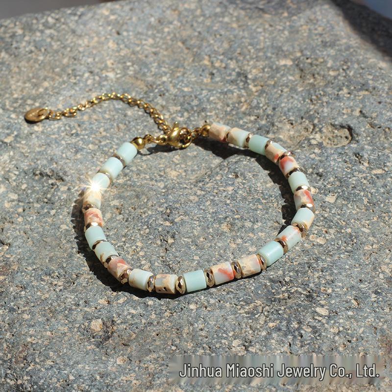 

Богемський браслет з намистин з амазоніту (круглі камені) - Модні жіночі прикраси Європи та Америки