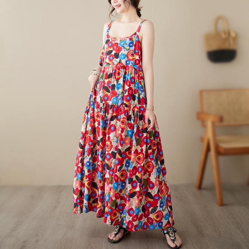 

MOJTA летняя женская свободная длинная юбка с круглым вырезом, хлопковое платье с короткими рукавами и вышивкой one size