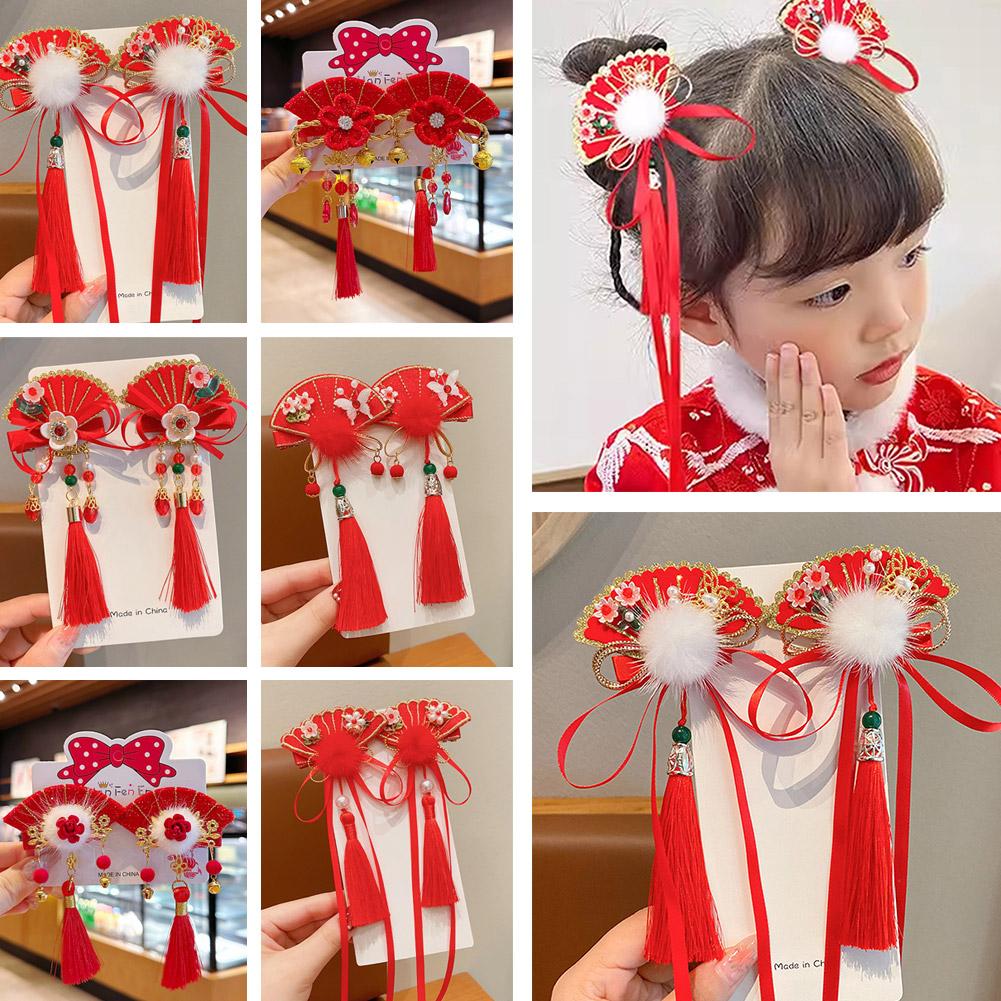 Chinese Style Children's Hair Band Red Bow Hair Clips Hair Pins Year Accessories Hair New Kids G8S8
