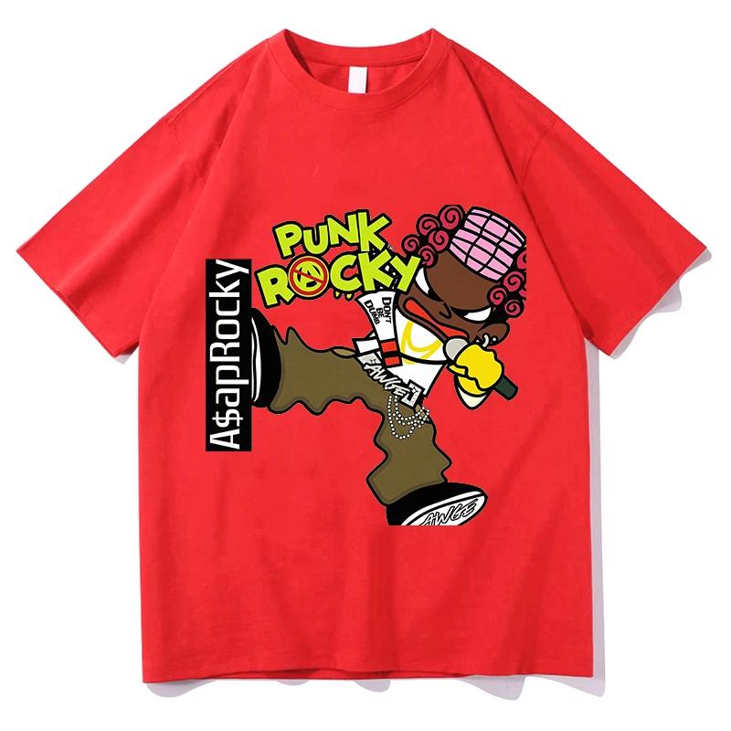 Rocky Punk Rocky T-Shirts Unisex Pure Cotton Hip Hop Tees Shirt Aesthetic Graphic T-shirts Short Sleeve Loose Tshirts