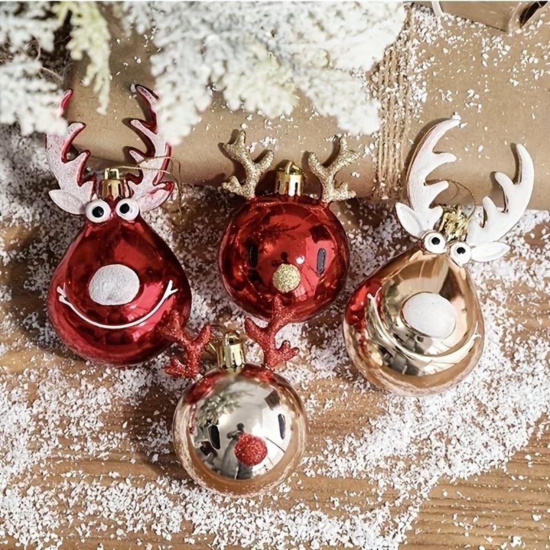 1 Set of 3 Christmas Decorations, Christmas Balls, Deer Christmas Balls, Christmas Tree Ornaments, Hand Painted Christmas Balls